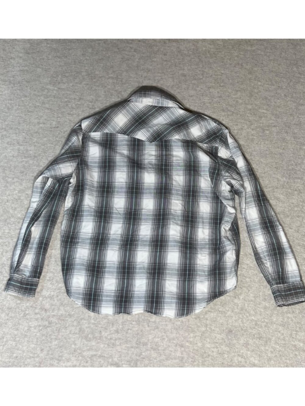 American Eagle Western Pearl Snap Shirt Gray Plaid Pocket Slim Fit XL - Picture 4 of 4